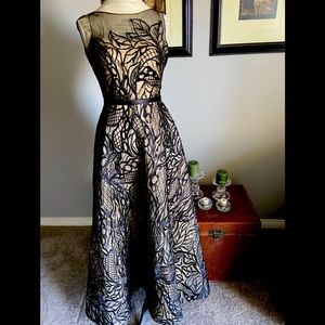 Black mesh/sequence embroidery Gown